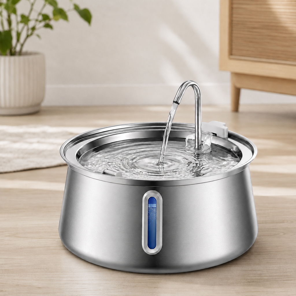 Silver Stream 4L Stainless Steel Pet Fountain