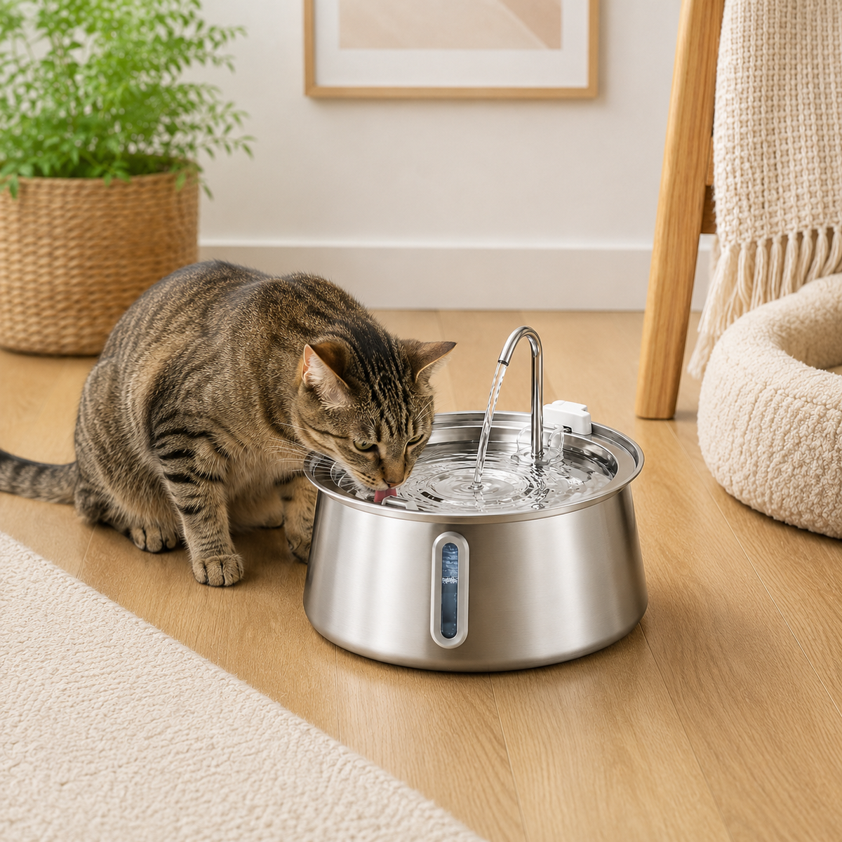 Silver Stream 4L Stainless Steel Pet Fountain