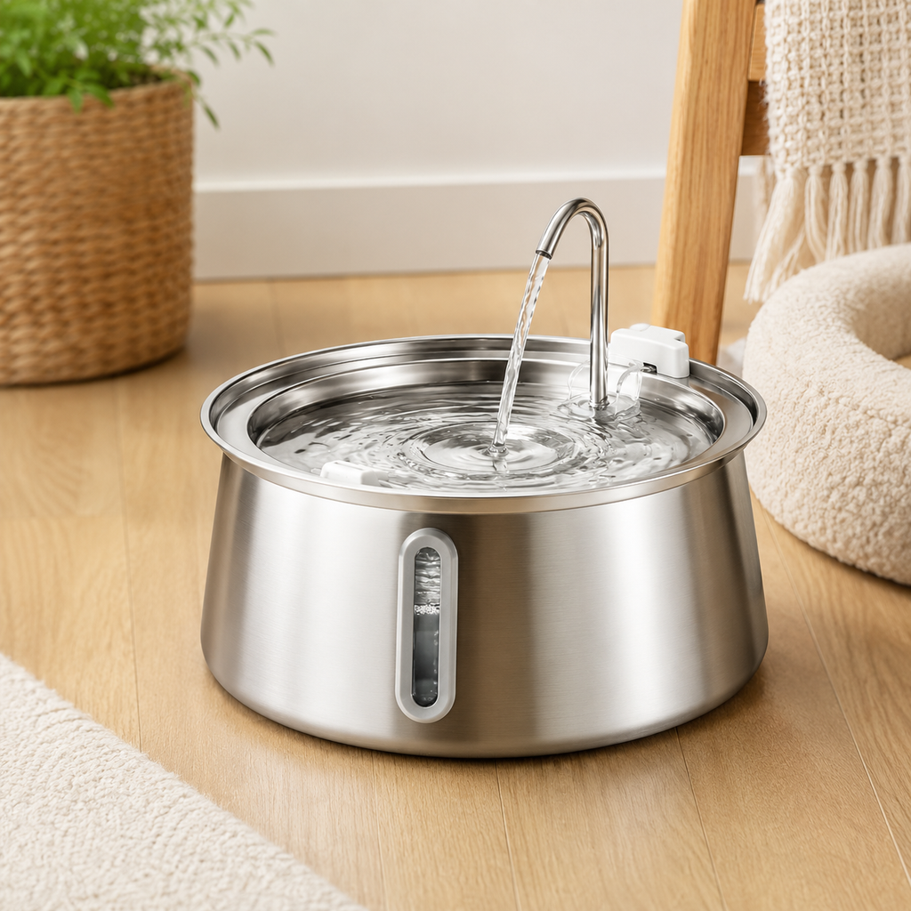 Silver Stream 4L Stainless Steel Pet Fountain