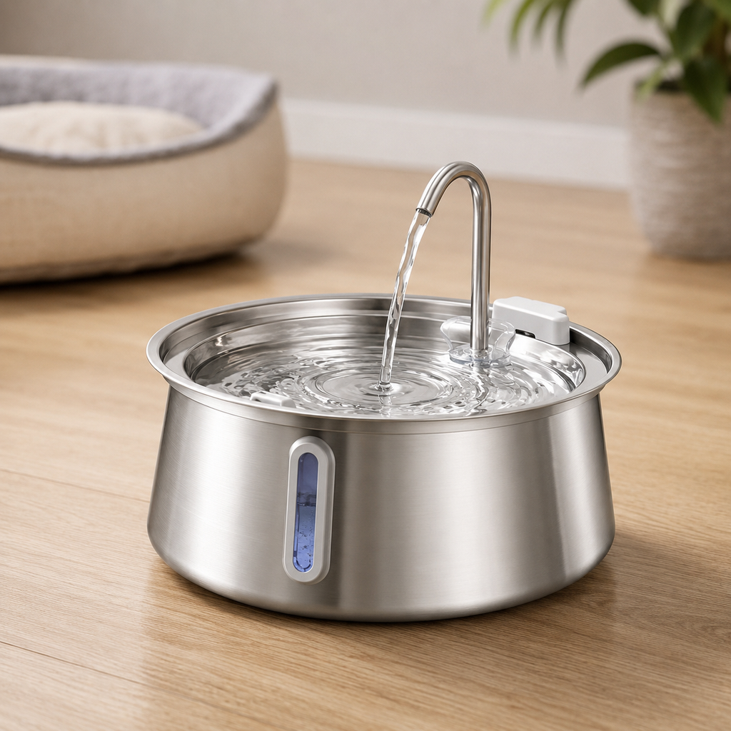Silver Stream 4L Stainless Steel Pet Fountain