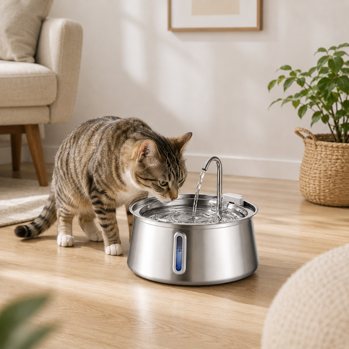 Silver Stream 4L Stainless Steel Pet Fountain
