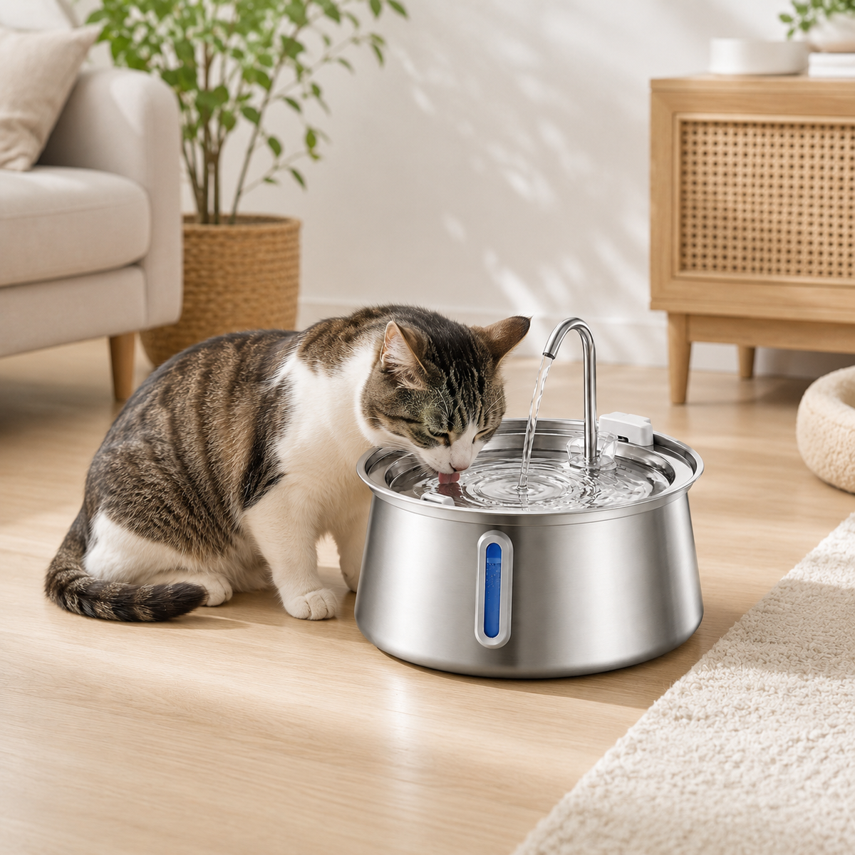 Silver Stream 4L Stainless Steel Pet Fountain