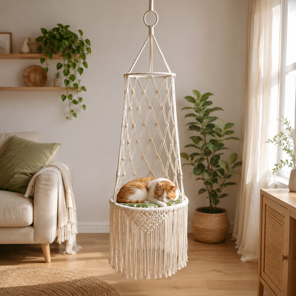 Cozy Macrame Cat Hammock