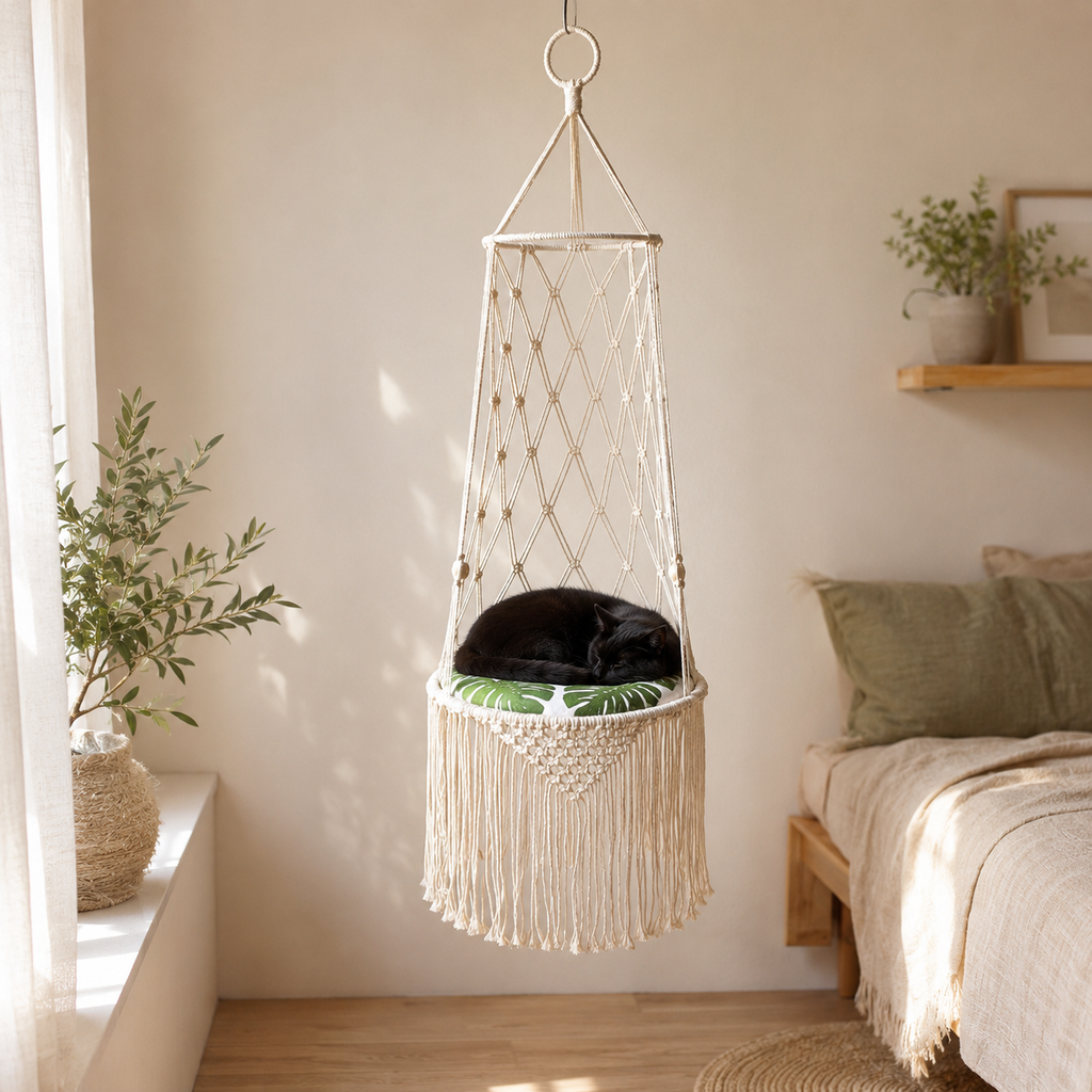 Cozy Macrame Cat Hammock