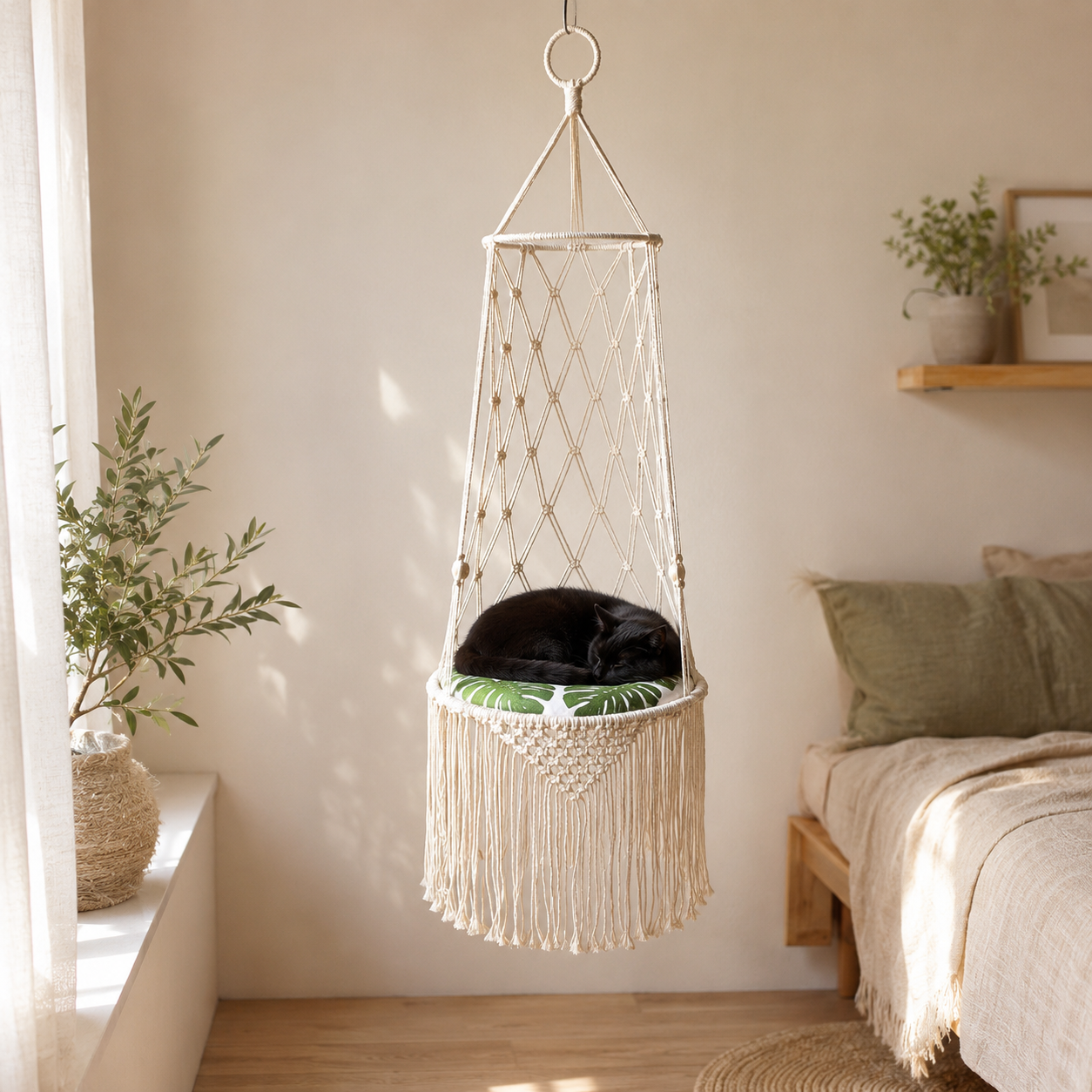 Cozy Macrame Cat Hammock
