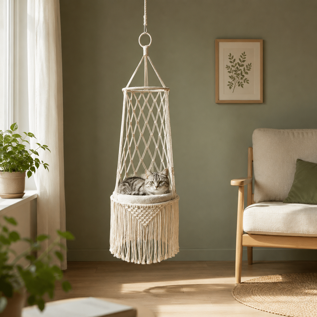 Cozy Macrame Cat Hammock