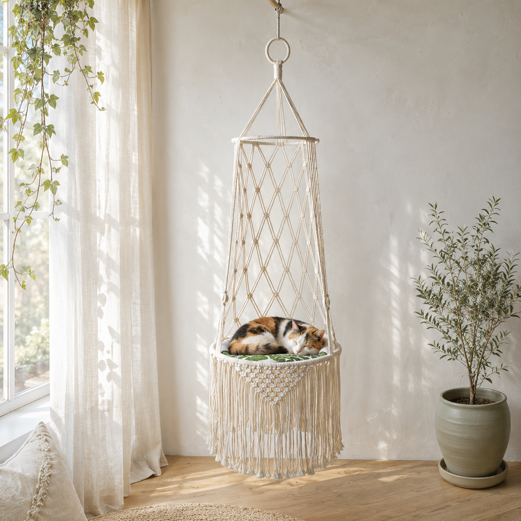 Cozy Macrame Cat Hammock
