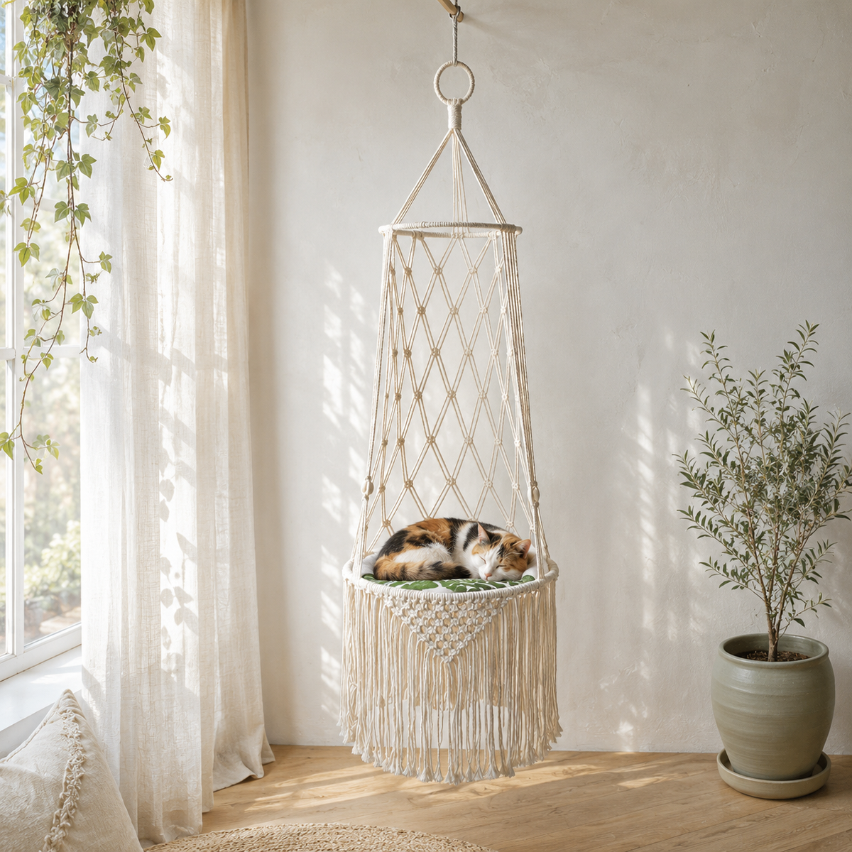 Cozy Macrame Cat Hammock