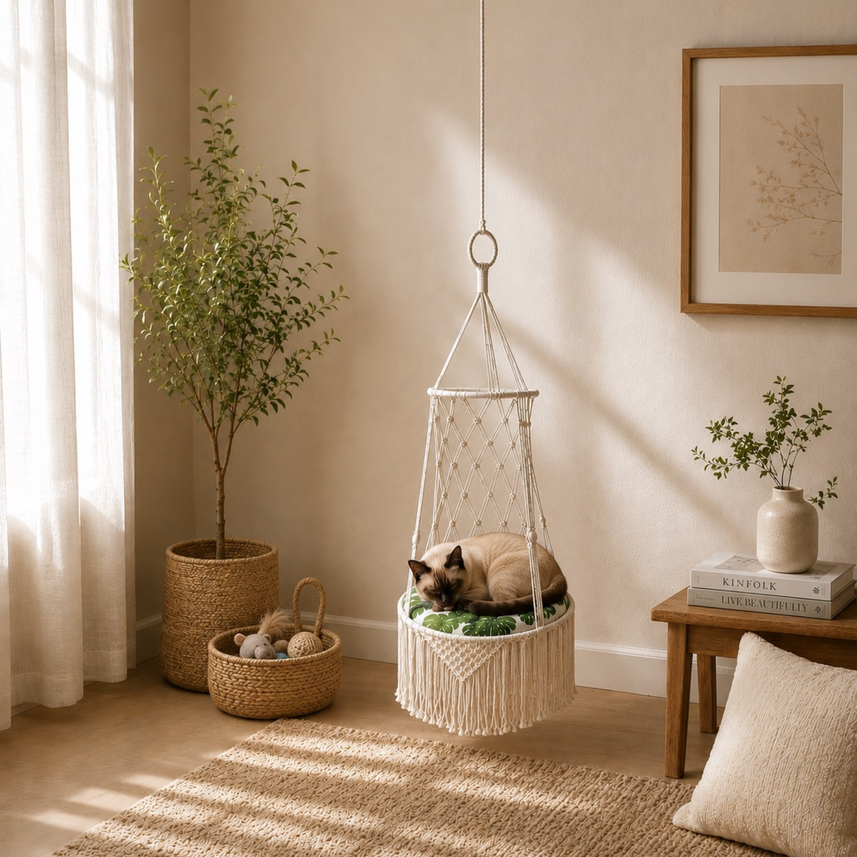 Cozy Macrame Cat Hammock