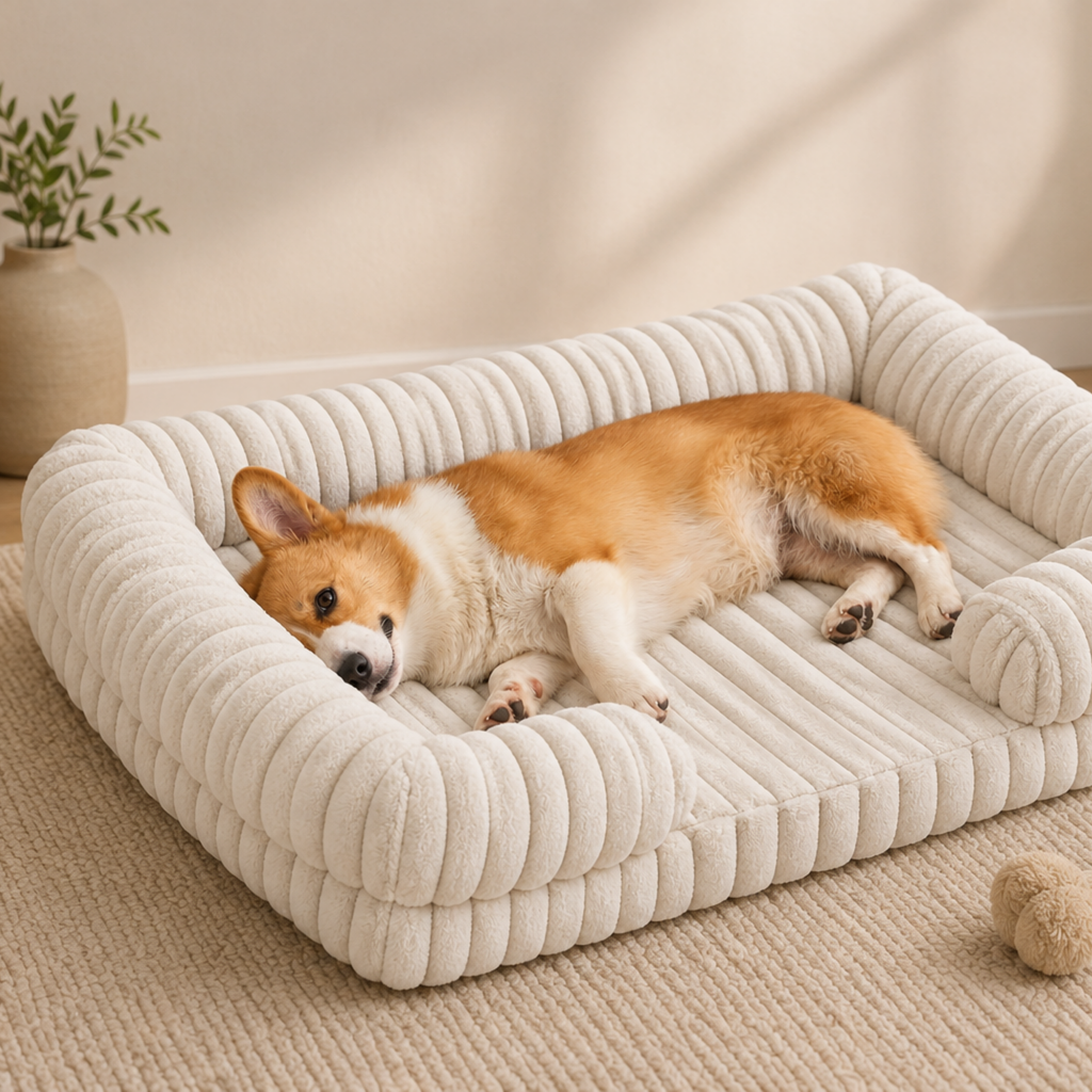 Cozy Ribbed Pet Lounge Bed