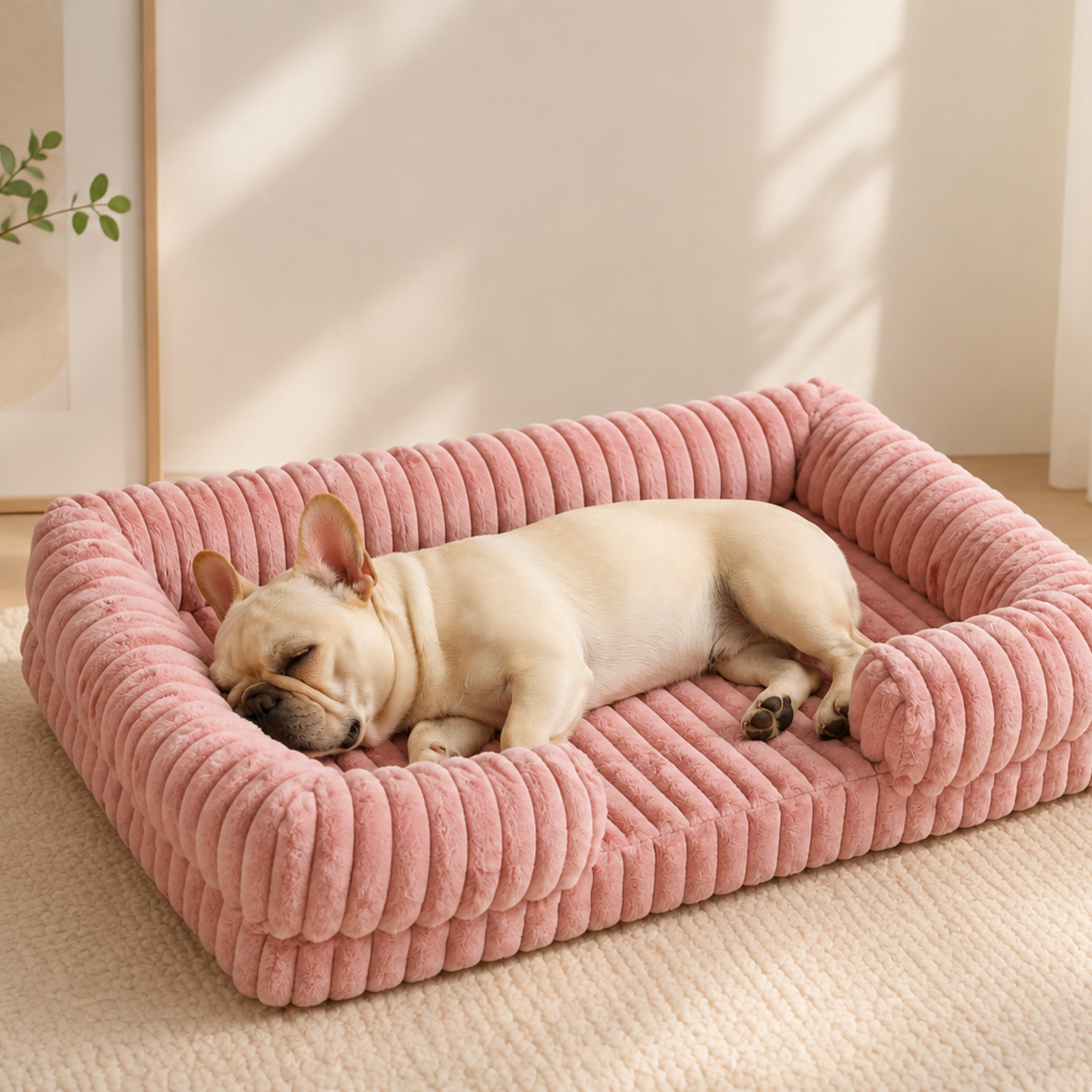 Cozy Ribbed Pet Lounge Bed